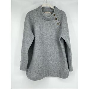 Soft Surroundings Brooke Herringbone Gold Button Mock Nk Tunic Women Size Large